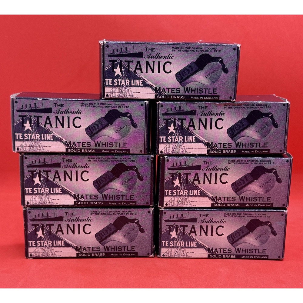 Lot Of 7 Titanic White Star Line Mate's Whistle, Antique Brass